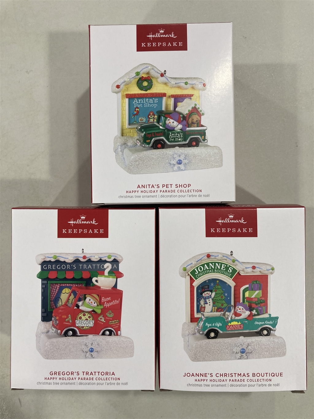 Hallmark Happy Holiday Parade Collection Storytellers Interactive Light & Sound Keepsake Ornament Set of 3 *SALE*