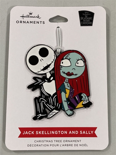 Hallmark Nightmare Before Christmas JACK SKELLINGTON & SALLY Flat Metal Tree Ornament *SALE*