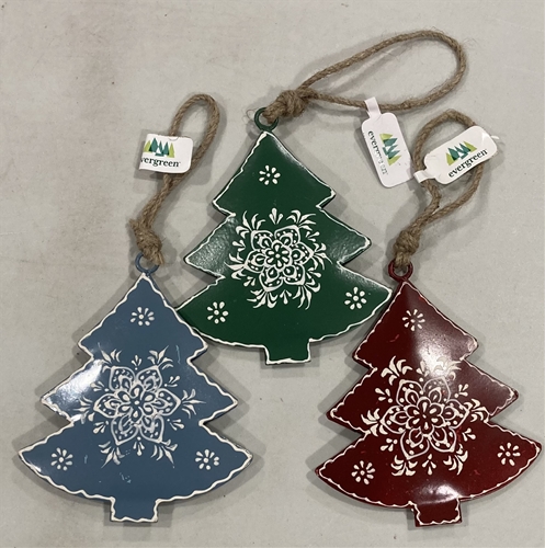 5" Metal Rustic Tree Ornament - 3 Assorted *NEW* - 12ct Case