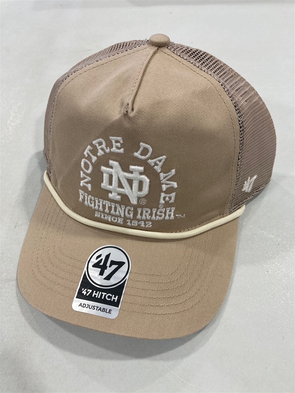 Notre Dame Fighting Irish NCAA Khaki Ranchero Mesh Hitch Snapback Hat *NEW*