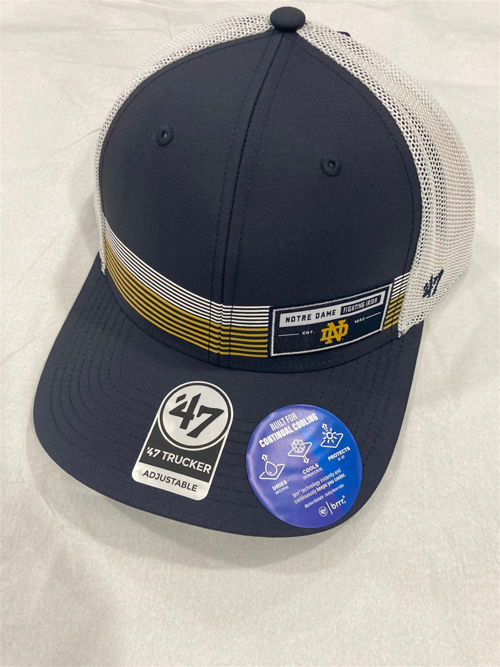 Notre Dame Fighting Irish NCAA Navy Rangefinder Mesh Trucker Snapback Hat *NEW*