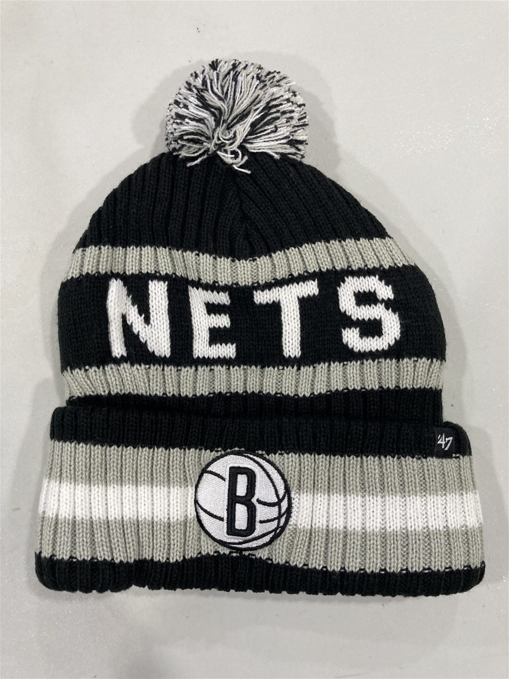 Brooklyn Nets NBA Black Bering Knit Cuff Cap w/ Pom *NEW*