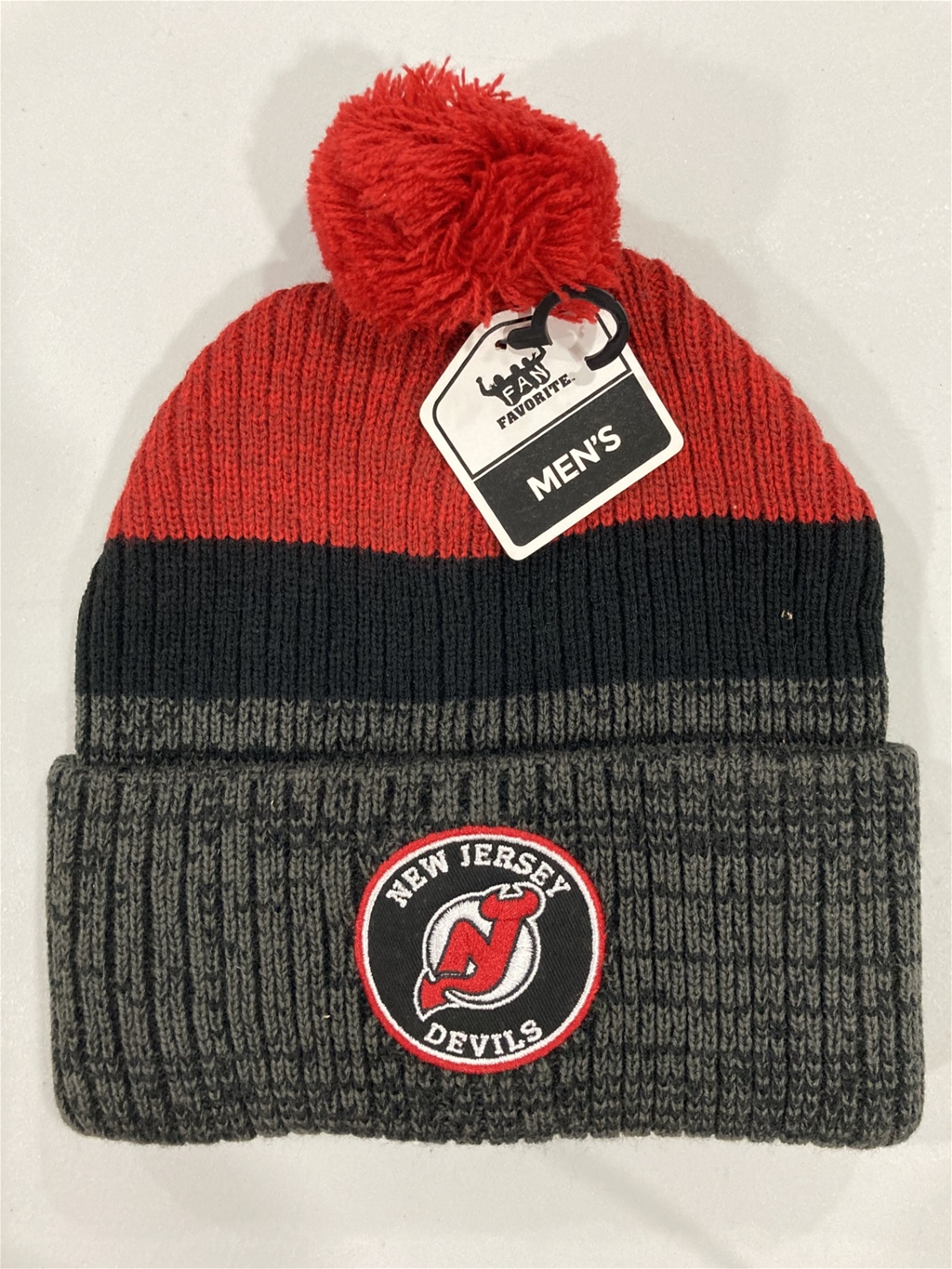 New Jersey Devils NHL Red Mass Freezer Knit Cuff Cap w/ Pom *NEW*