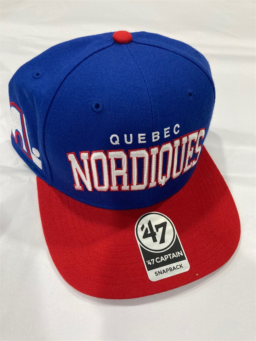 Quebec Nordiques Vintage NHL Royal Blockshed Captain Snapback Hat *NEW*