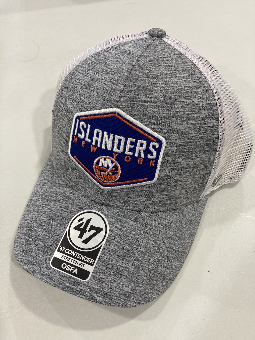 New York Islanders NHL Gray Hitch Contender Stretch Fit Mesh Hat - One Size "NEW"