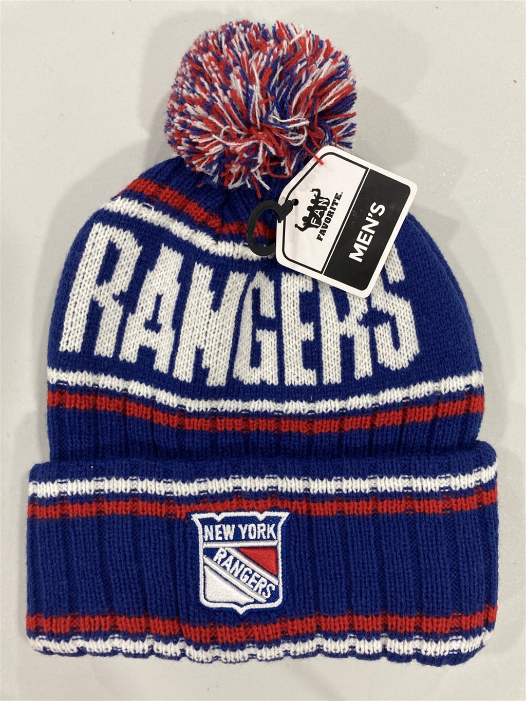 New York Rangers NHL Royal Mass Saskatoon Knit Cuff Cap w/ Pom *NEW*