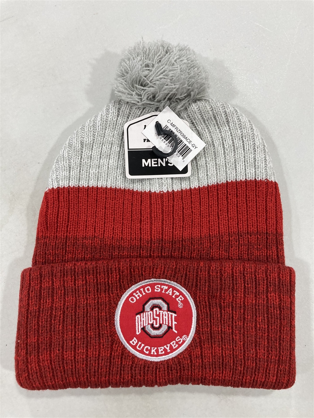 Ohio State Buckeyes NCAA Gray Mass Freezer Knit Cuff Cap w/ Pom *NEW*