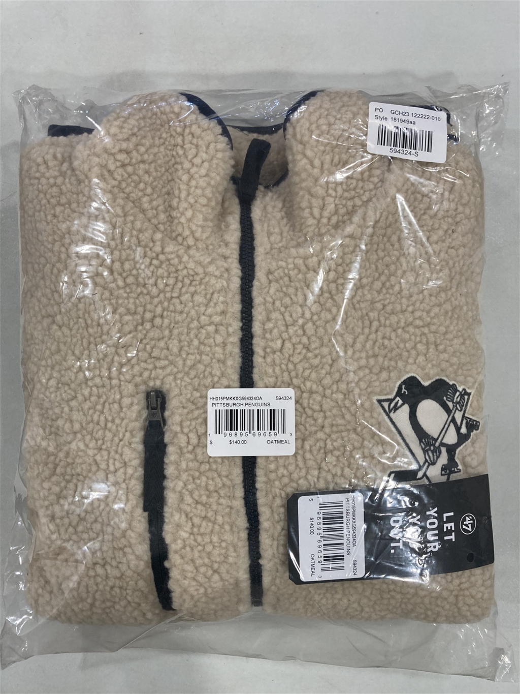 Pittsburgh Penguins NHL Oatmeal Stowe Men's Sherpa Full Zip Jacket *NEW* - Dozen Lot