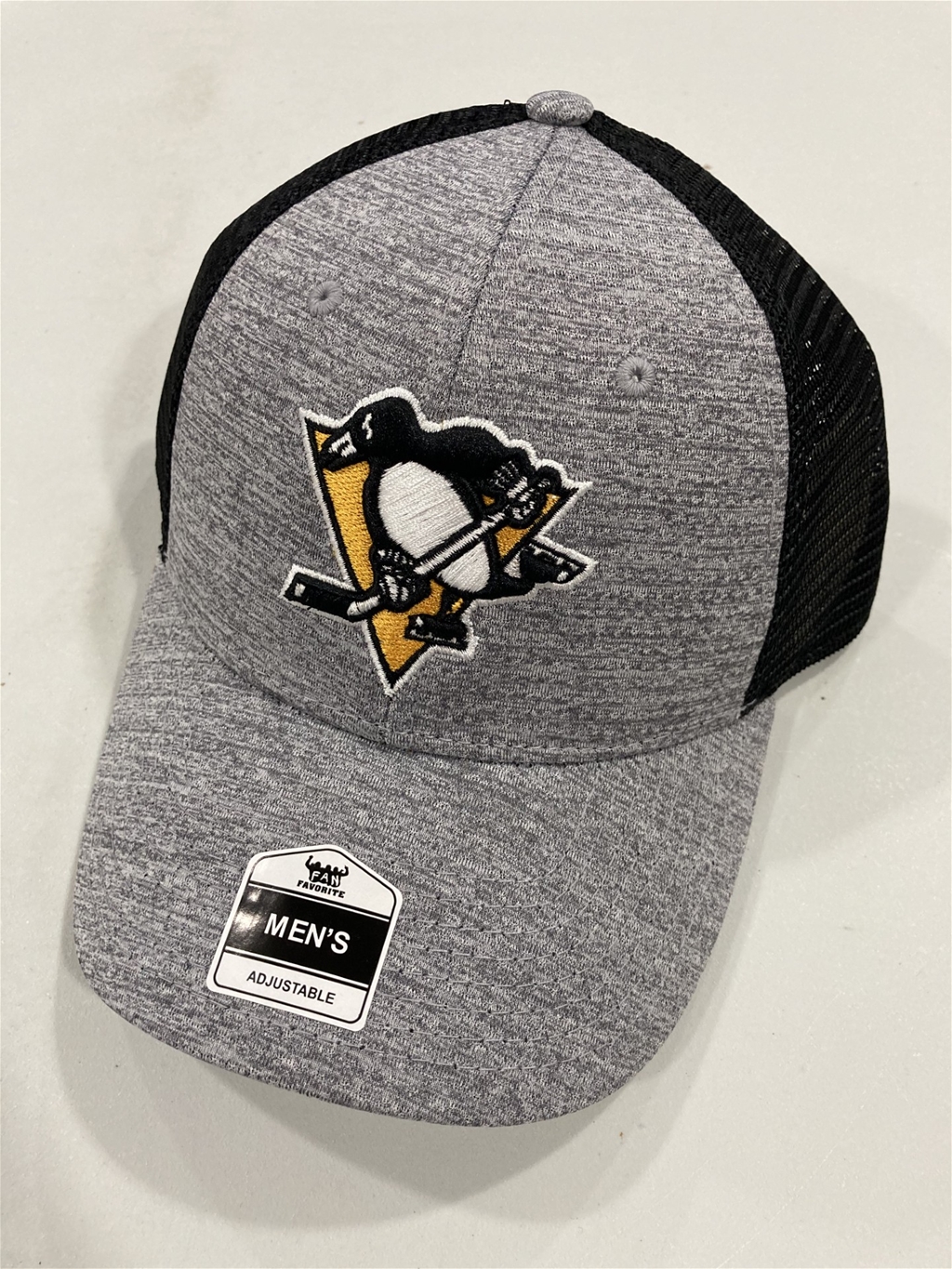 Pittsburgh Penguins NHL Gray Mass Paddock MVP Mesh Snapback Hat "NEW"