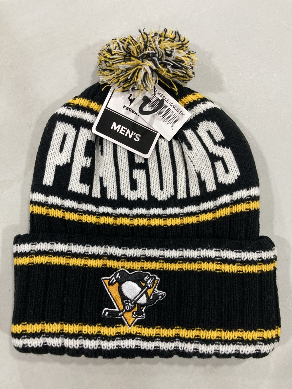 Pittsburgh Penguins NHL Black Mass Saskatoon Knit Cuff Cap w/ Pom *NEW*