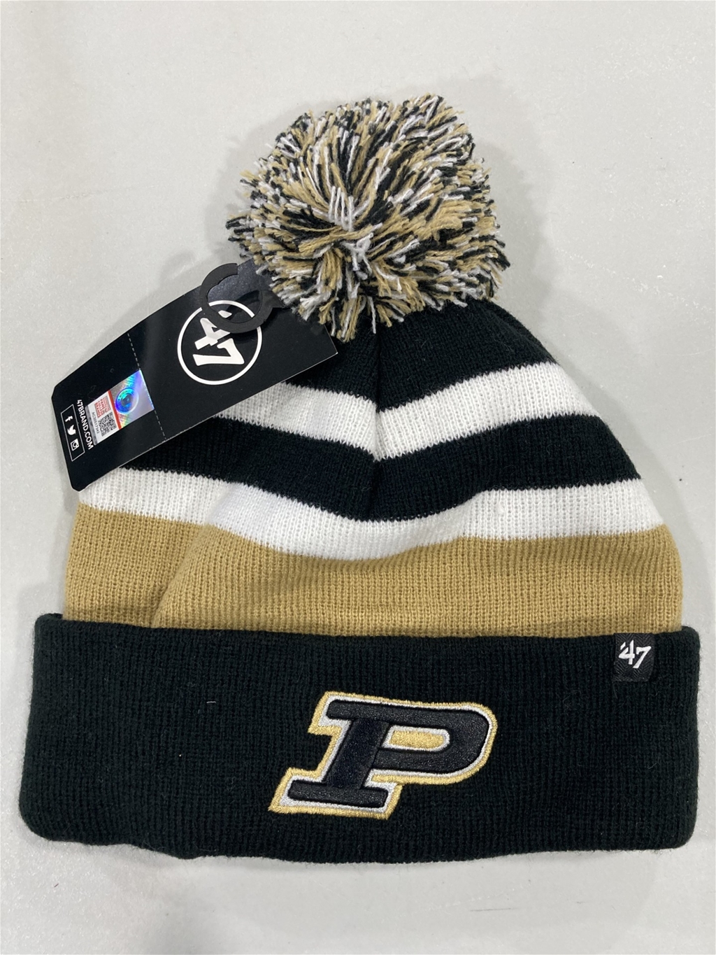 Purdue Boilermakers NCAA Black State Line Knit Cuff Cap w/ Pom *NEW*