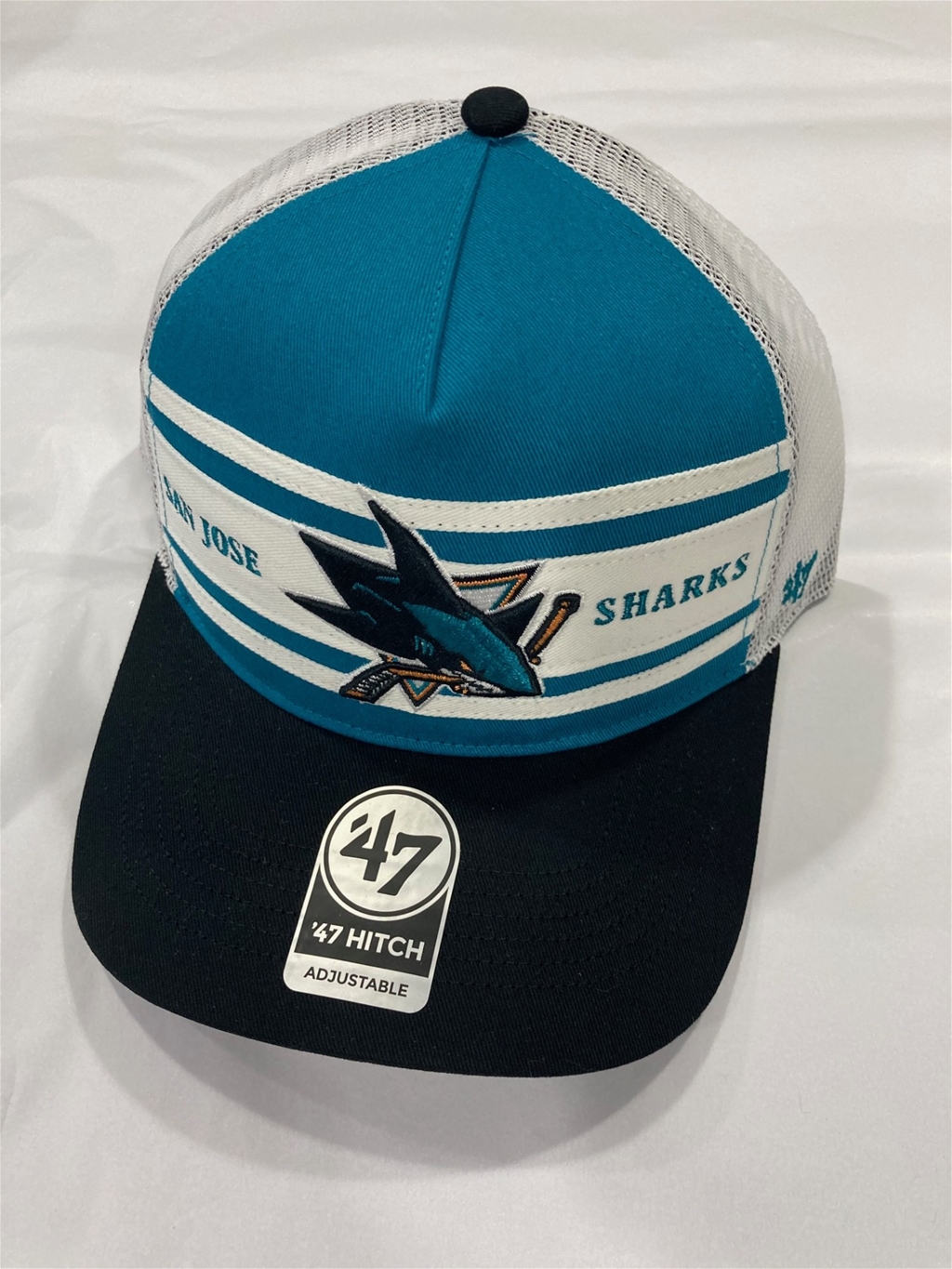 San Jose Sharks NHL Dark Teal Double Header Mesh Hitch Snapback Hat *NEW*