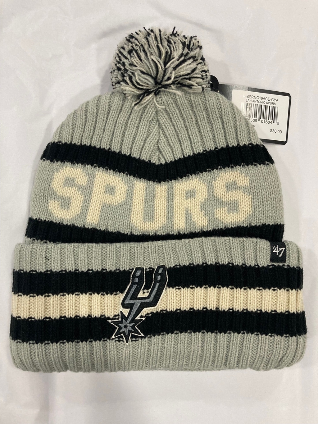 San Antonio Spurs NBA Gray Bering Knit Cuff Pom *NEW*