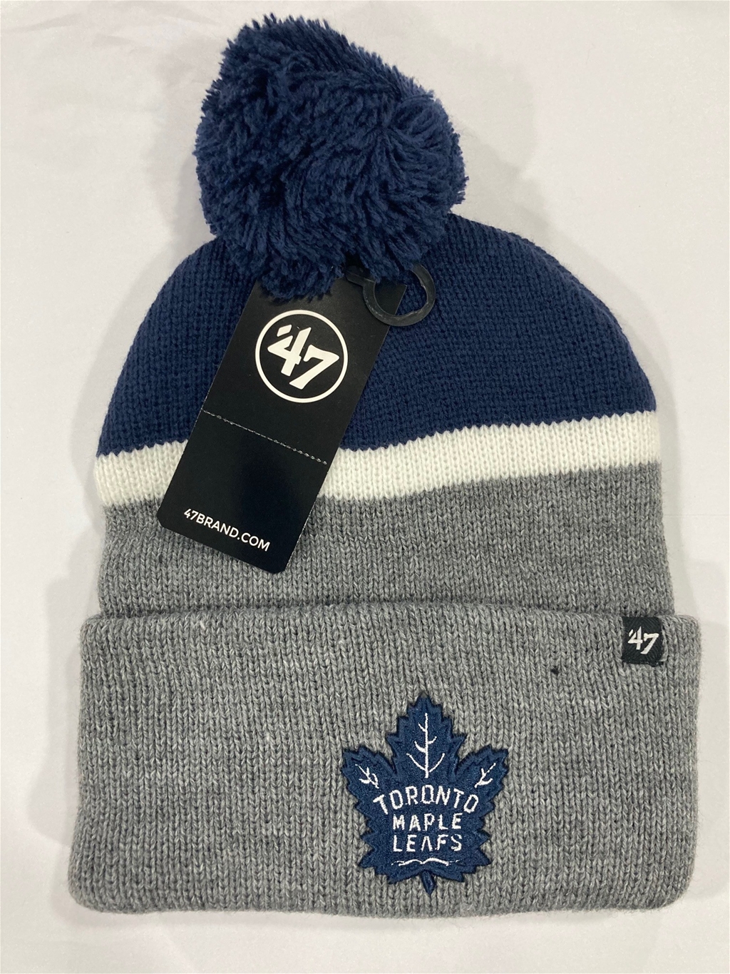 Toronto Maple Leafs NHL Navy Split Shadow Knit Cuff Pom *NEW*
