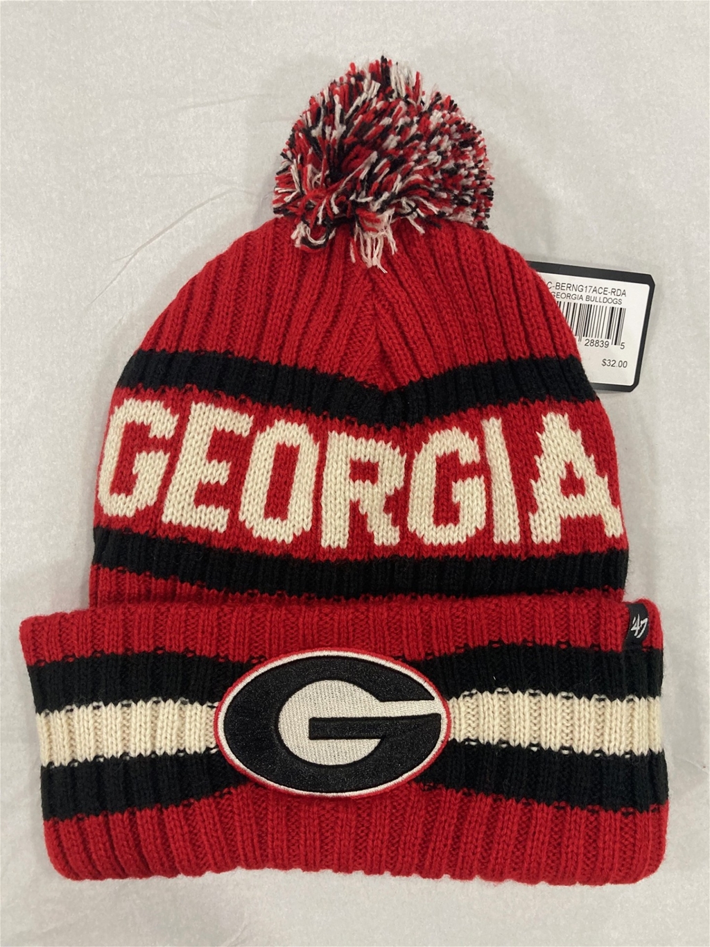 Georgia Bulldogs NCAA Red Bering Knit Cuff Pom *NEW*