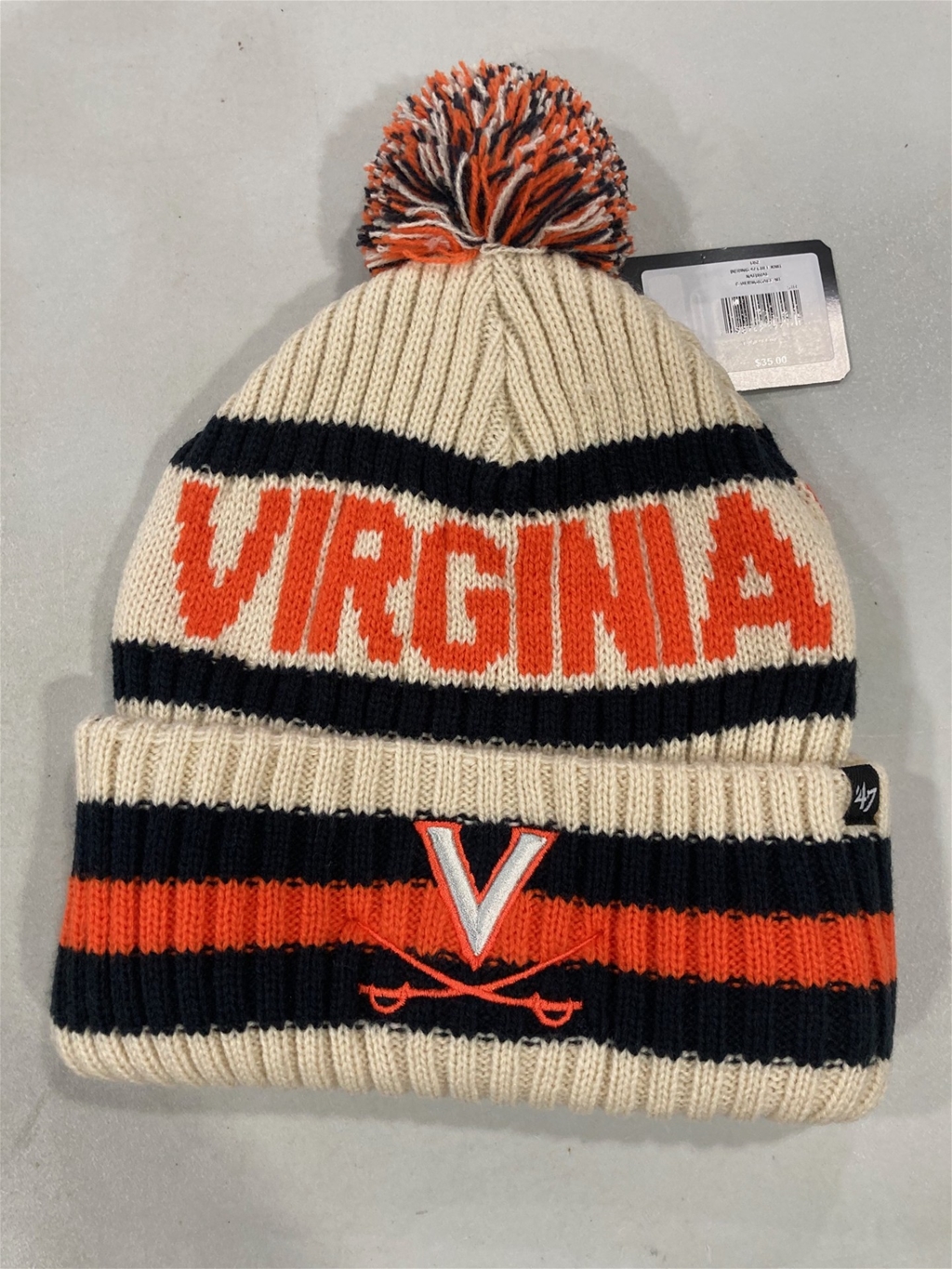 Virginia Cavaliers NCAA Natural Bering Knit Cuff Pom *NEW*
