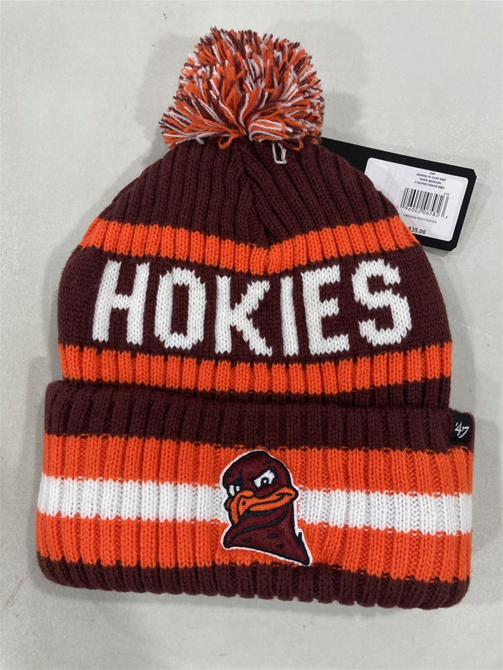 Virginia Tech Hokies NCAA Dark Maroon Bering Knit Cuff Pom *NEW*