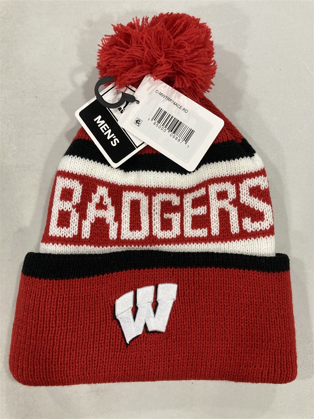 Wisconsin Badgers NCAA Red Mass Whitaker Knit Cuff Cap w/ Pom *NEW*