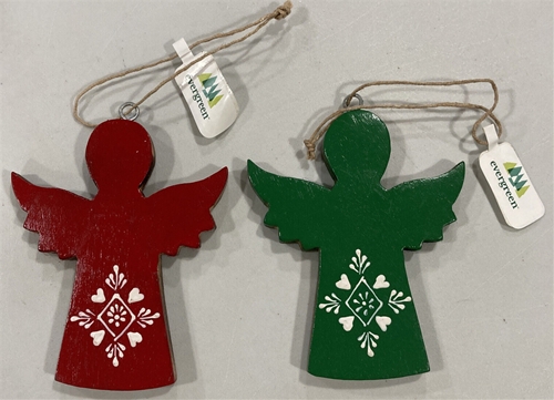 Wood Angel Christmas Tree Ornament 2 Assorted *SALE* - 12ct Case