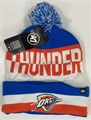 Oklahoma City Thunder NBA Blue Raz Split Text Knit Cuff Cap w/ Pom *SALE*