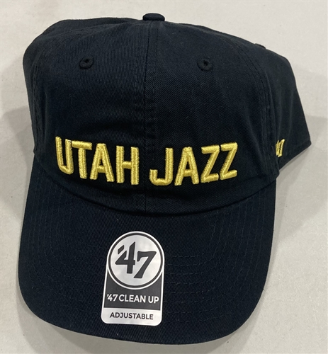 Utah Jazz NBA Black Script Adjustable Clean Up Hat